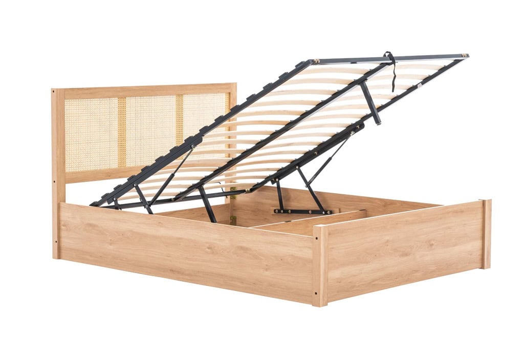 Croxley 5ft Rattan Ottoman Bedframe - Oak - Image 7