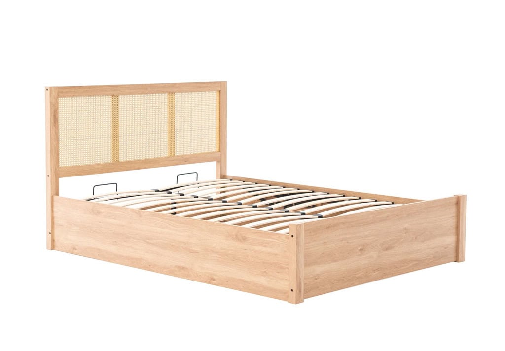 Croxley 5ft Rattan Ottoman Bedframe - Oak - Image 9