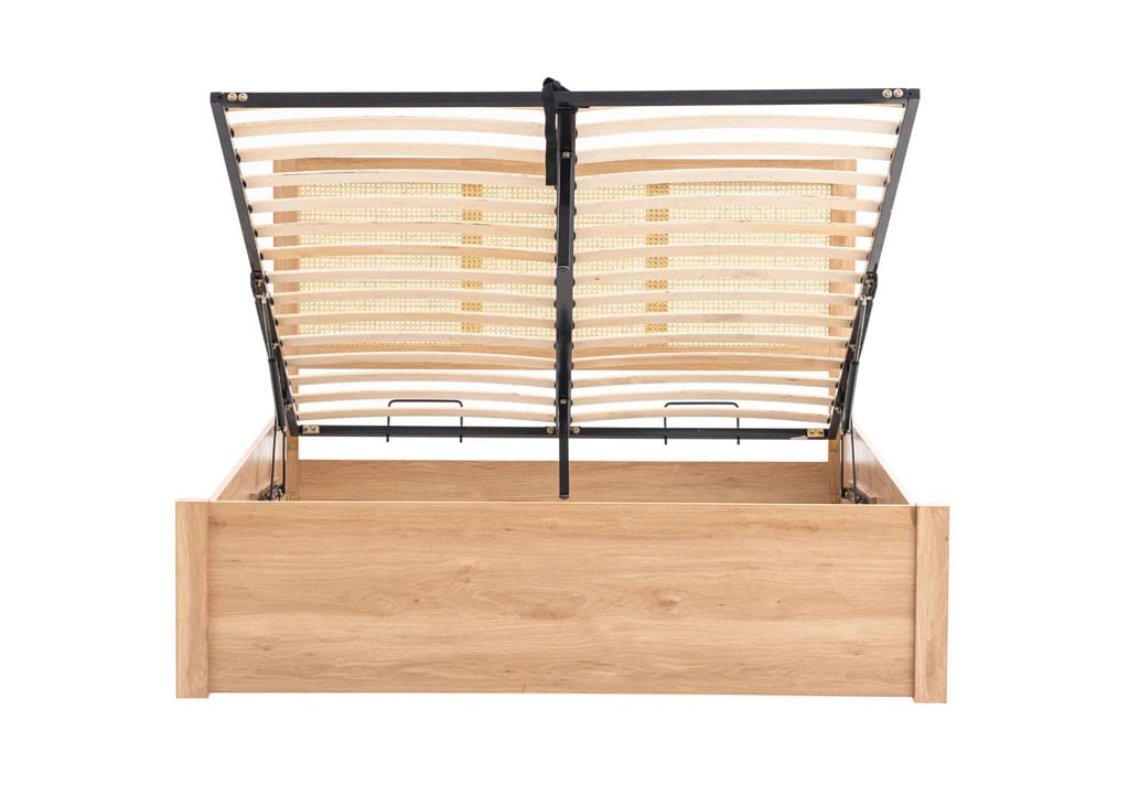 Croxley 5ft Rattan Ottoman Bedframe - Oak - Image 11
