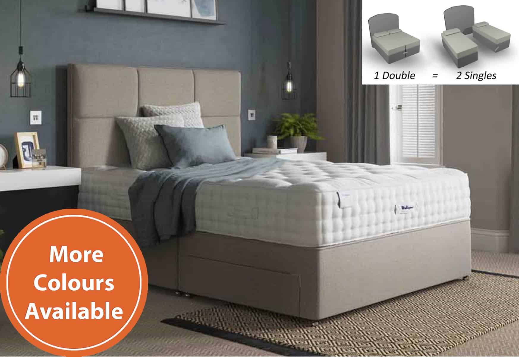 Relyon 6ft Luxury Pashmina Zip & Link Divan Bed Set - Image 5