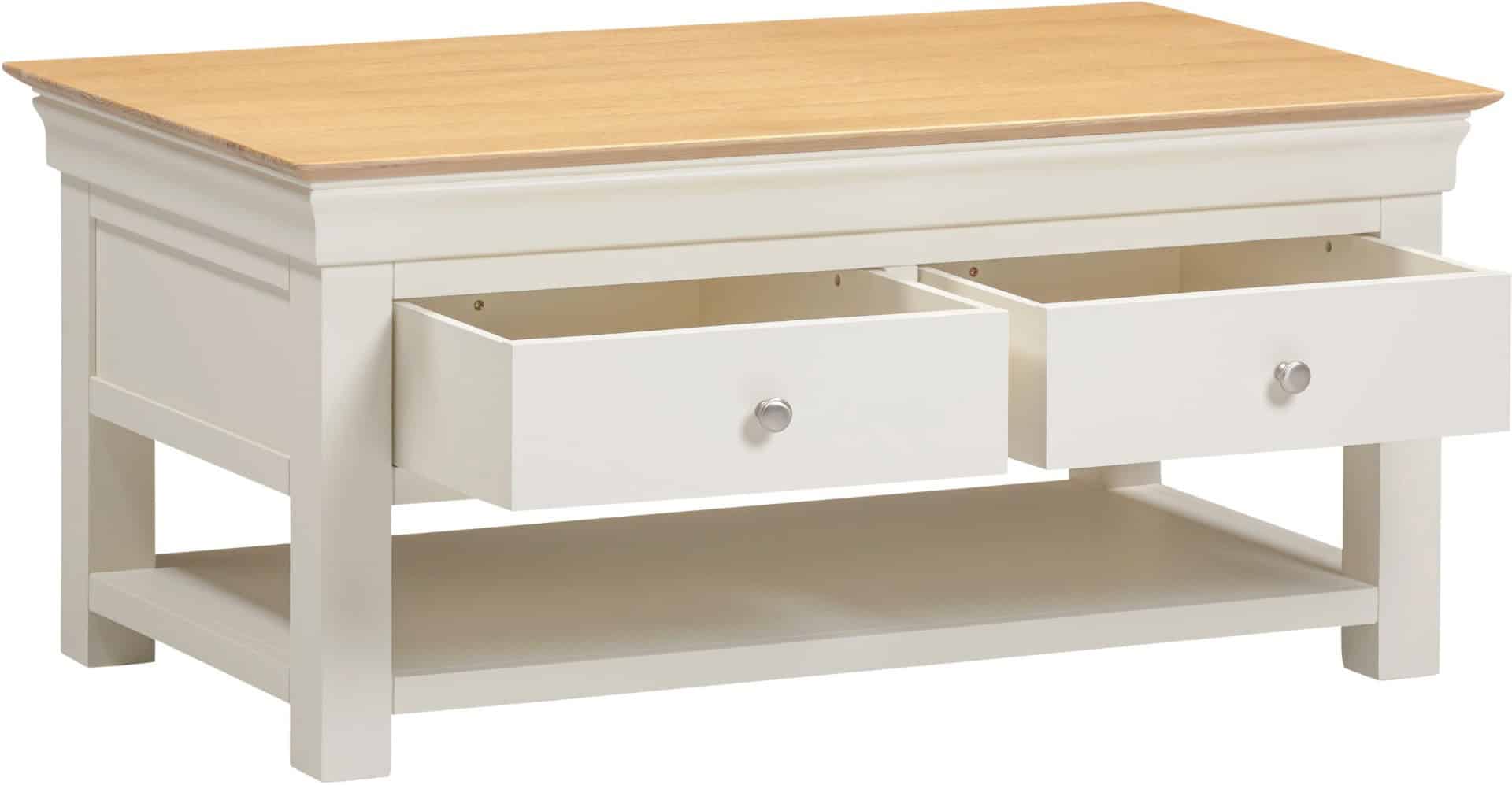 Bordeaux 2 Drawer Coffee Table - Ivory - Image 2