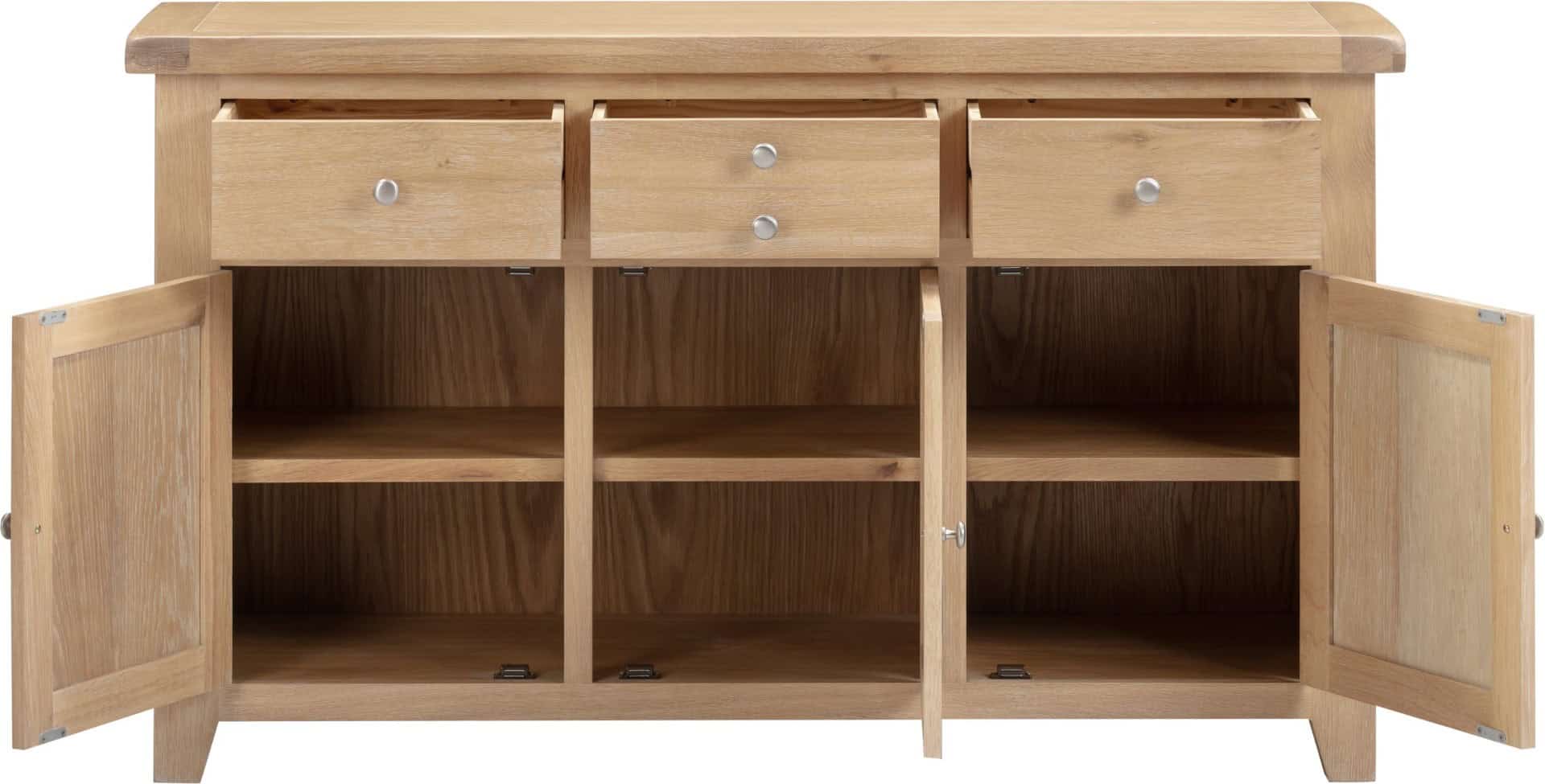 Windsor 3 Door 3 Drawer Sideboard - Natural Oak - Image 4