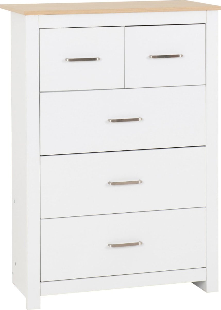 Portland 2+3 Drawer Chest - White & Oak - Image 2