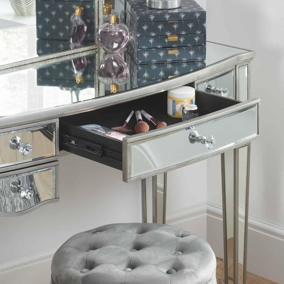 Elysee Mirrored 5 Drawer Dressing Table - Image 2