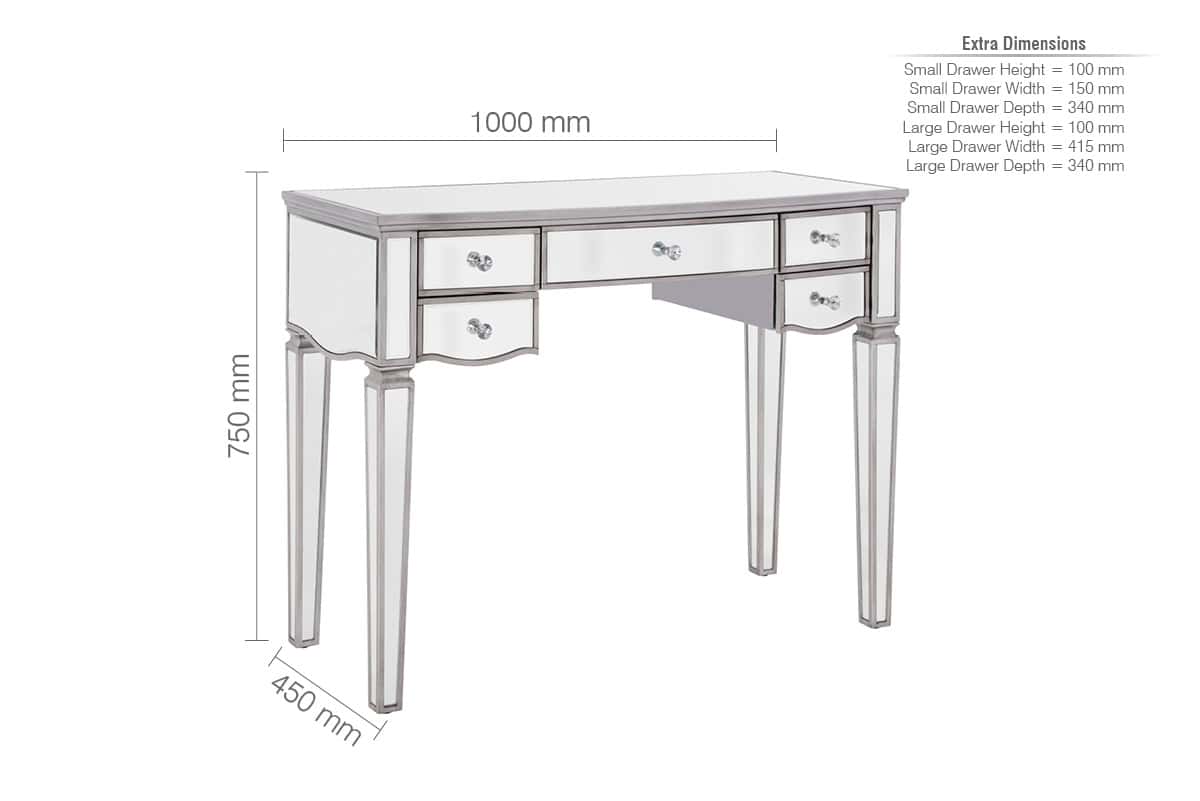 Elysee Mirrored 5 Drawer Dressing Table - Image 10