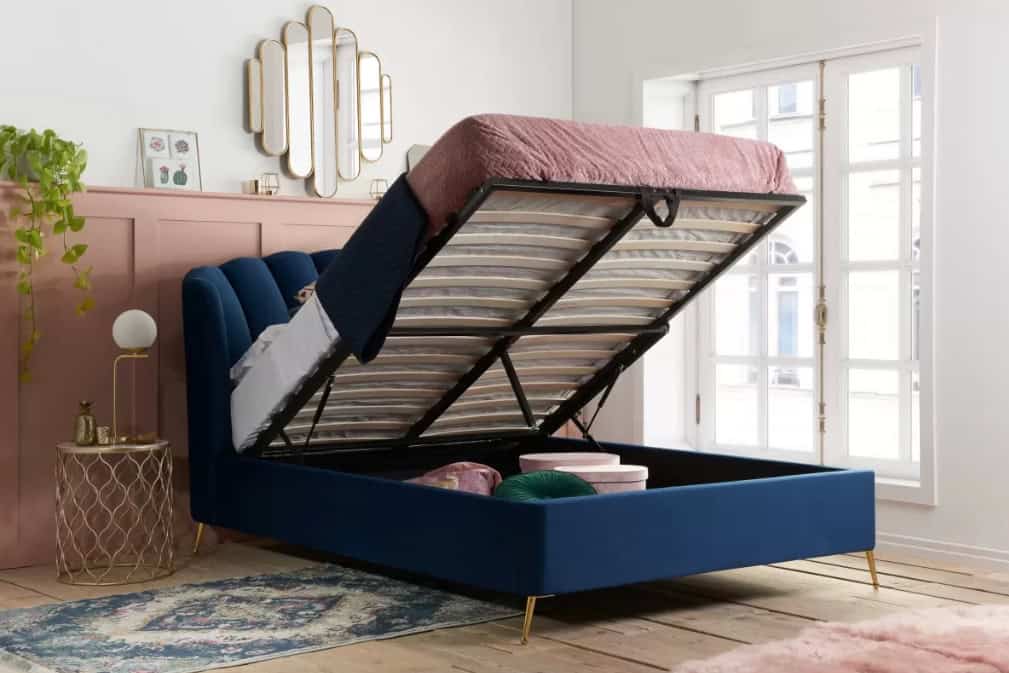 5ft Lottie Ottoman Bedframe - Midnight Blue | Buy Online | Beds.ie