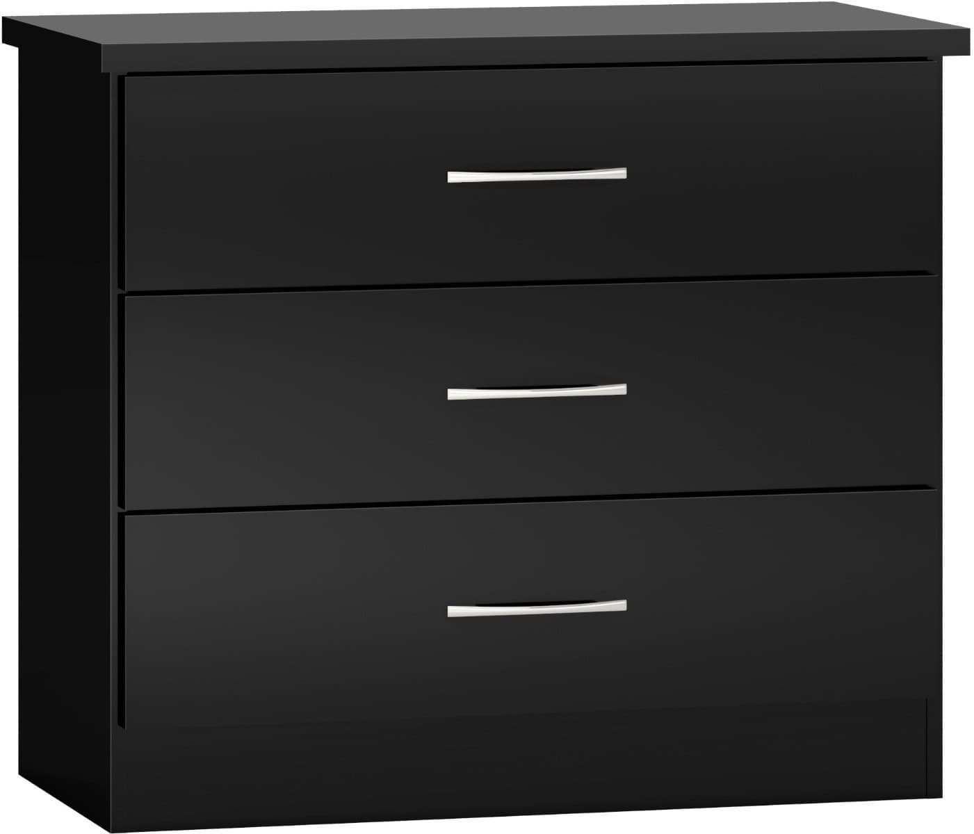 Nevada 3 Drawer Chest - Black Gloss | Buy Online | Beds.ie