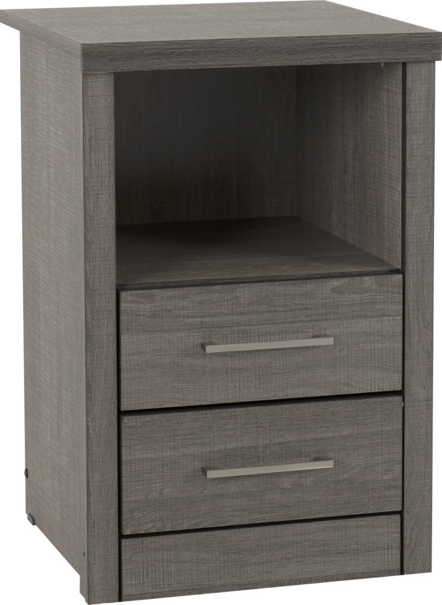 Lisbon 2 Drawer Bedside - Black Wood Grain | Buy Online | Beds.ie