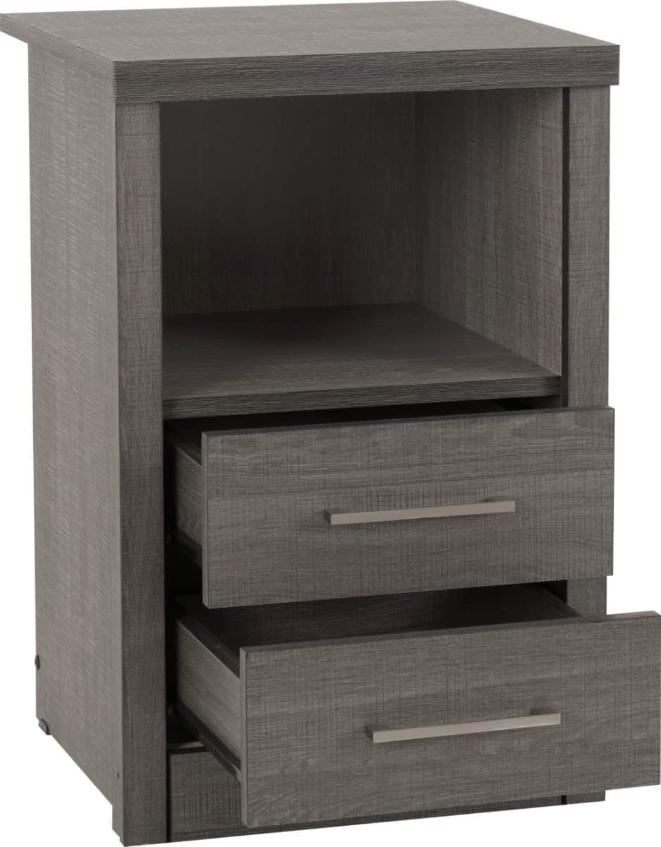Lisbon 2 Drawer Bedside - Black Wood Grain - Image 2
