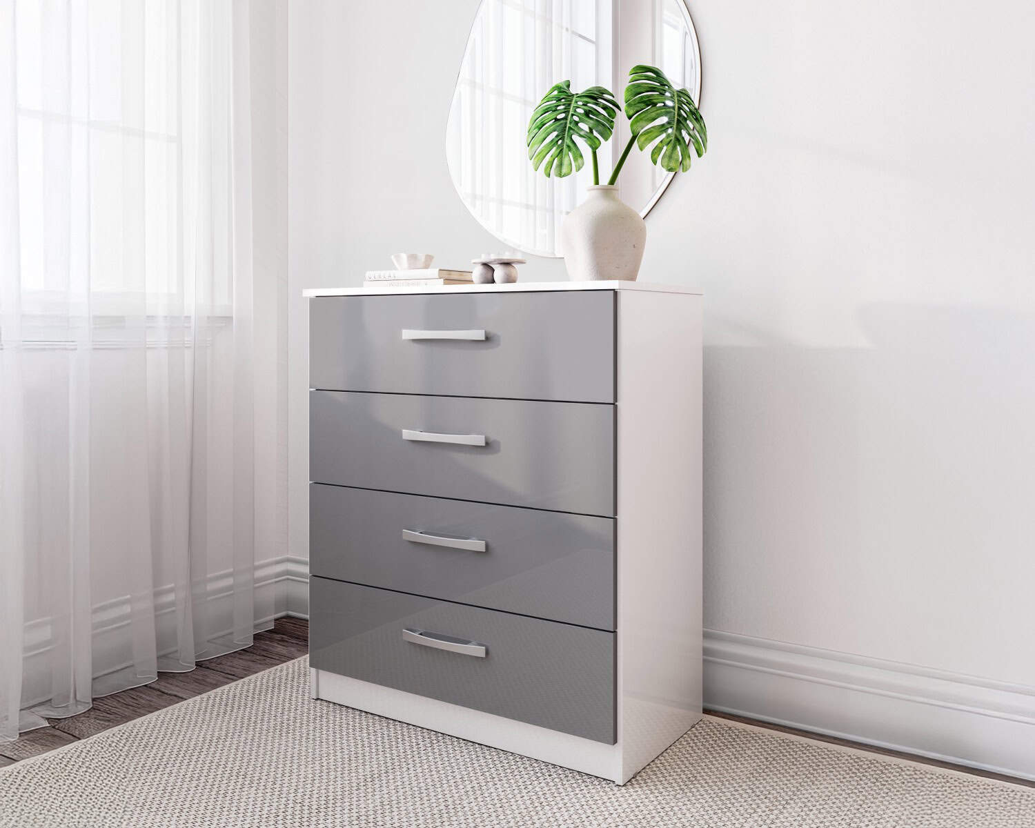 Lynx 4 Drawer Chest - White & Grey - Image 3
