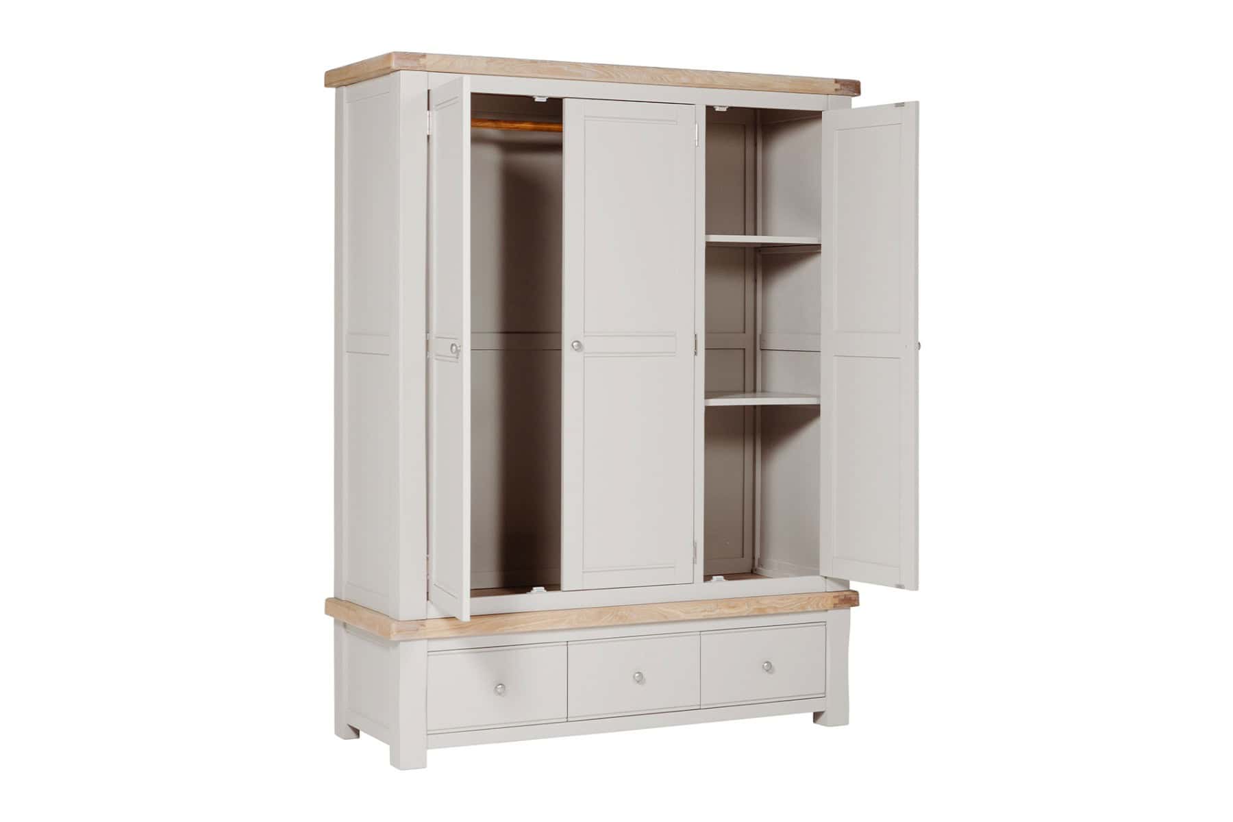Doune Three Door Wardrobe - Taupe - Image 3