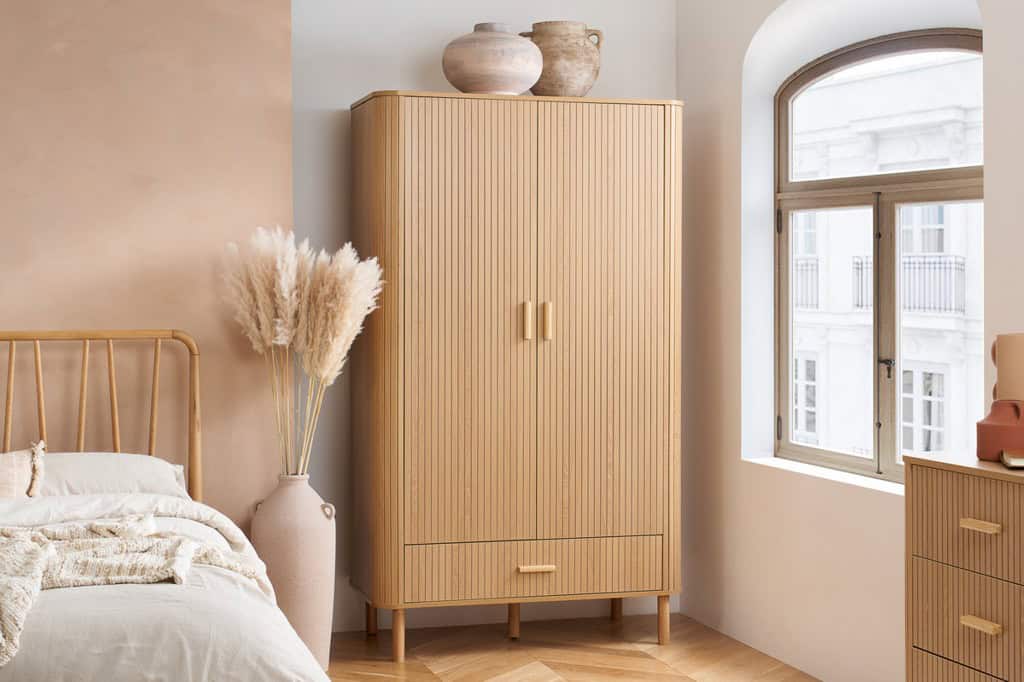 Axel 2 Door 1 Drawer Wardrobe - Oak - Image 5