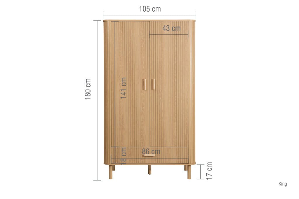 Axel 2 Door 1 Drawer Wardrobe - Oak - Image 10