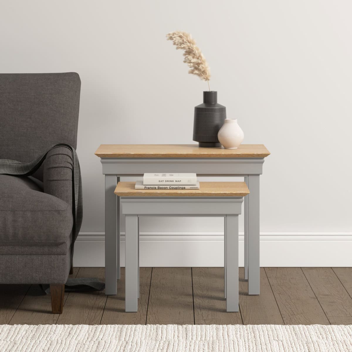 Bordeaux Nest of 2 Tables - Pebble Grey - Image 6