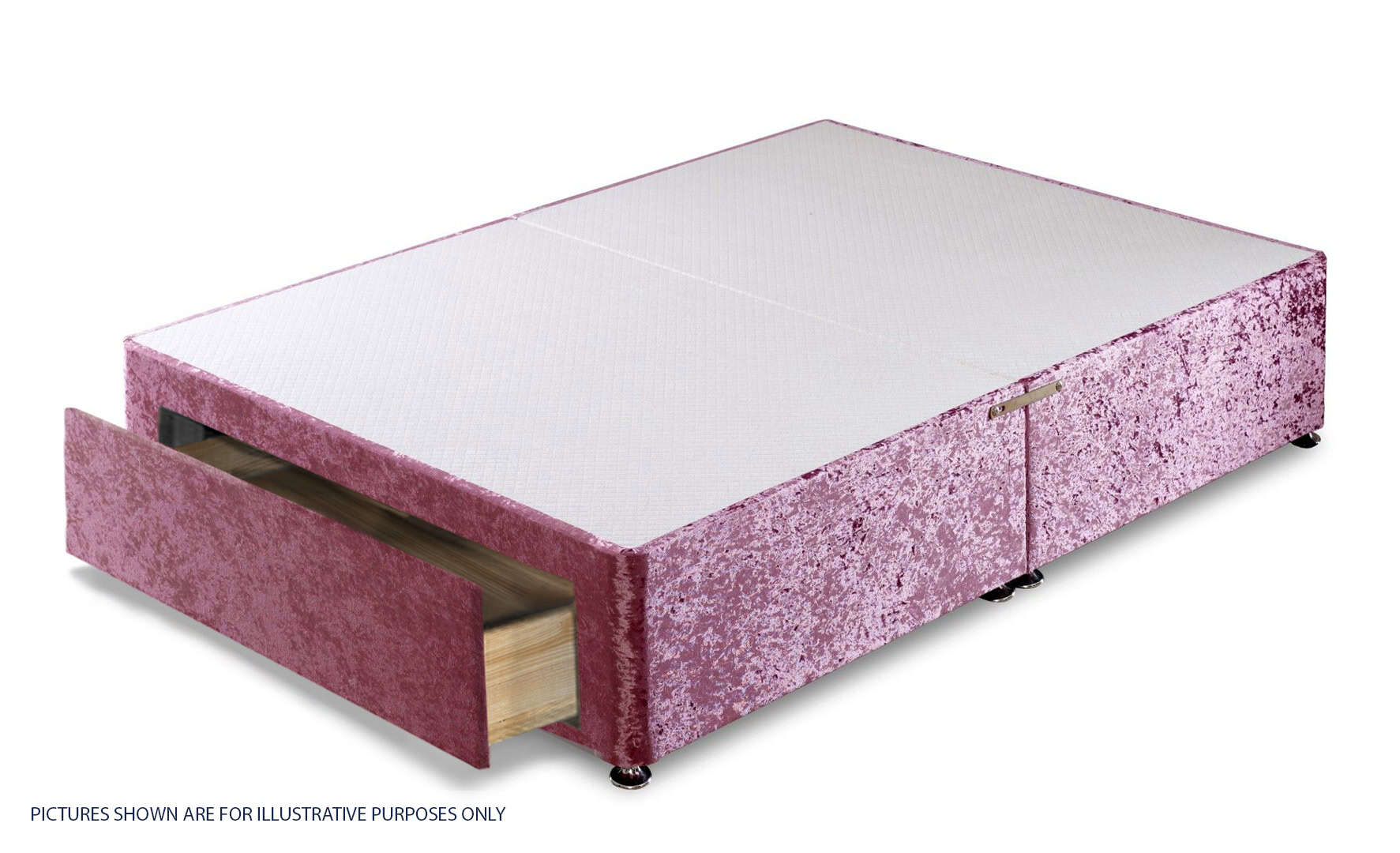 Apollo 4ft Glitz Pink Jumbo Drawer Divan Base | Buy Online | Beds.ie