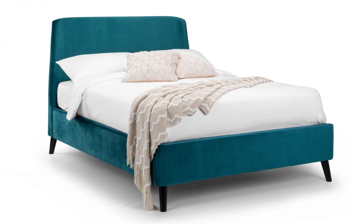 Frances 4ft6 Curved Bedframe - Teal Velvet | Buy Online | Beds.ie