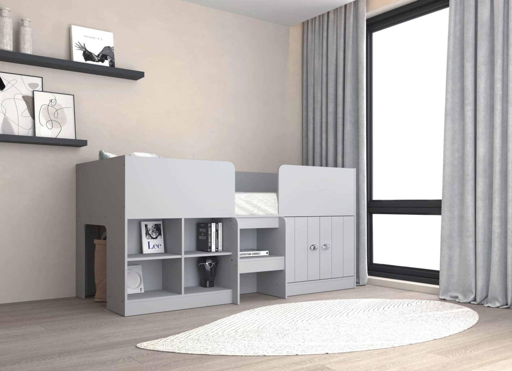 Orlando Low Sleeper Bed - Dove Grey - Image 3