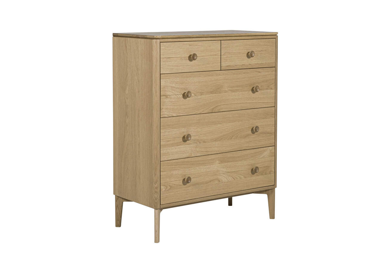 Hadley Medium Chest 5 Drawer - Oak Natural | Buy Online | Beds.ie