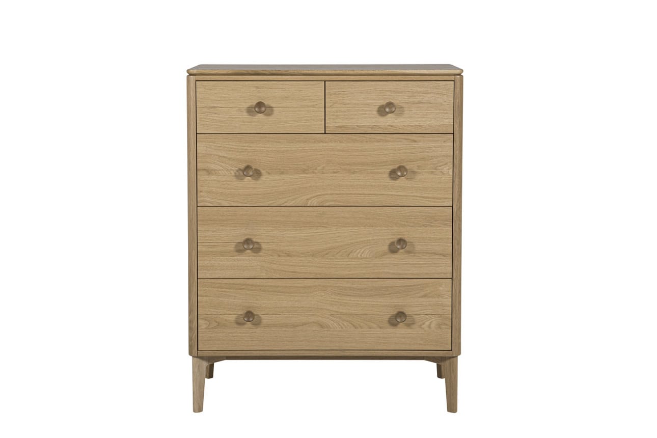 Hadley Medium Chest 5 Drawer - Oak Natural - Image 2
