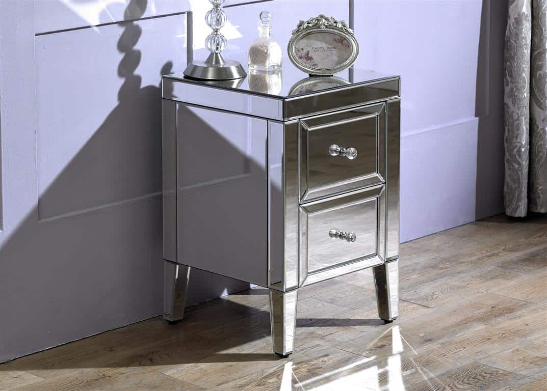 Valencia Mirrored 2 Drawer Bedside | Buy Online | Beds.ie