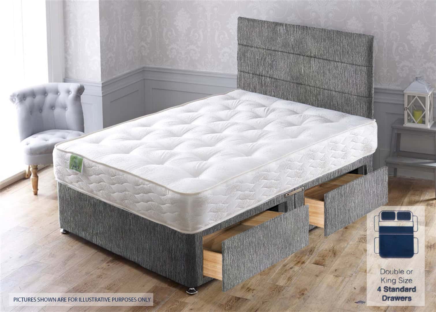 Apollo 6ft Nike 4 Drawer Bed - House Grey | Buy Online | Beds.ie