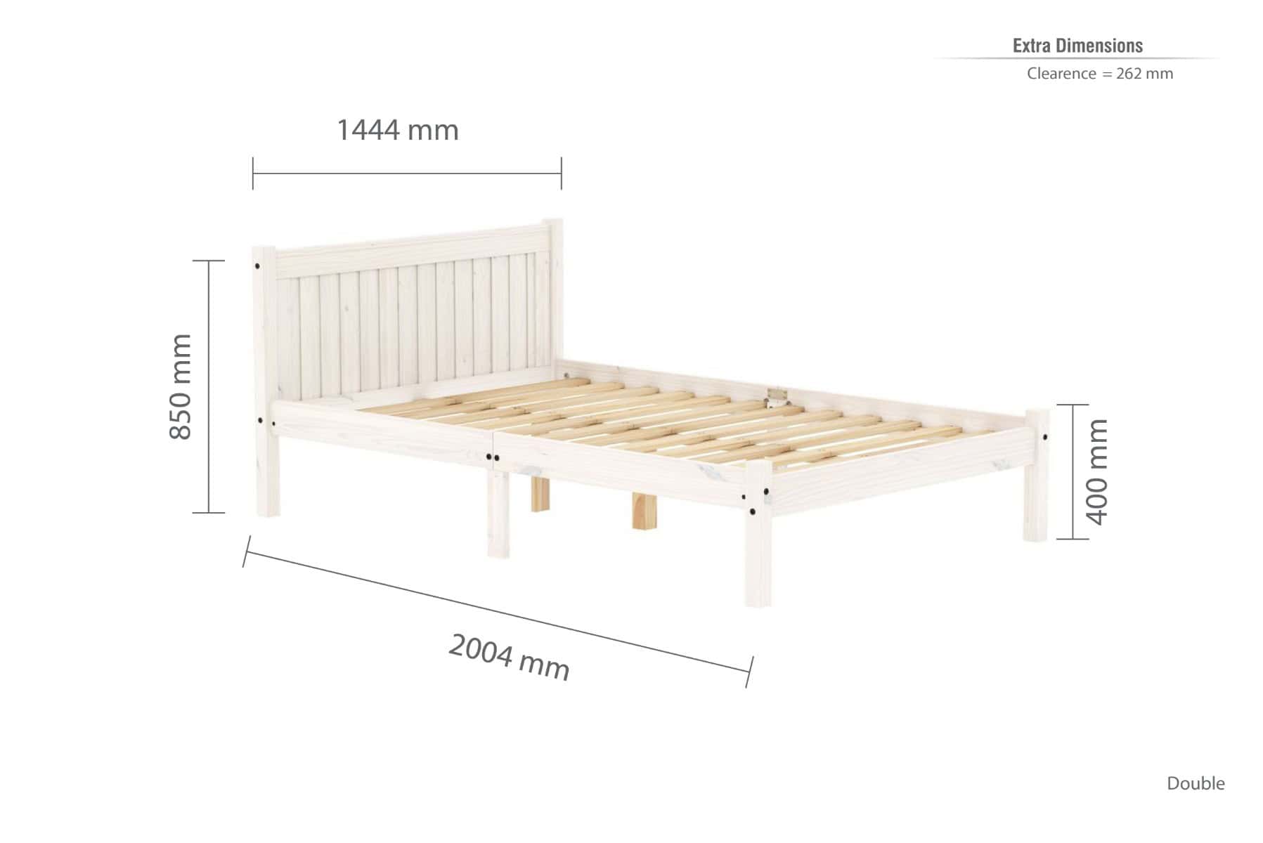 4ft6 Rio Bedframe - White Wash - Image 4