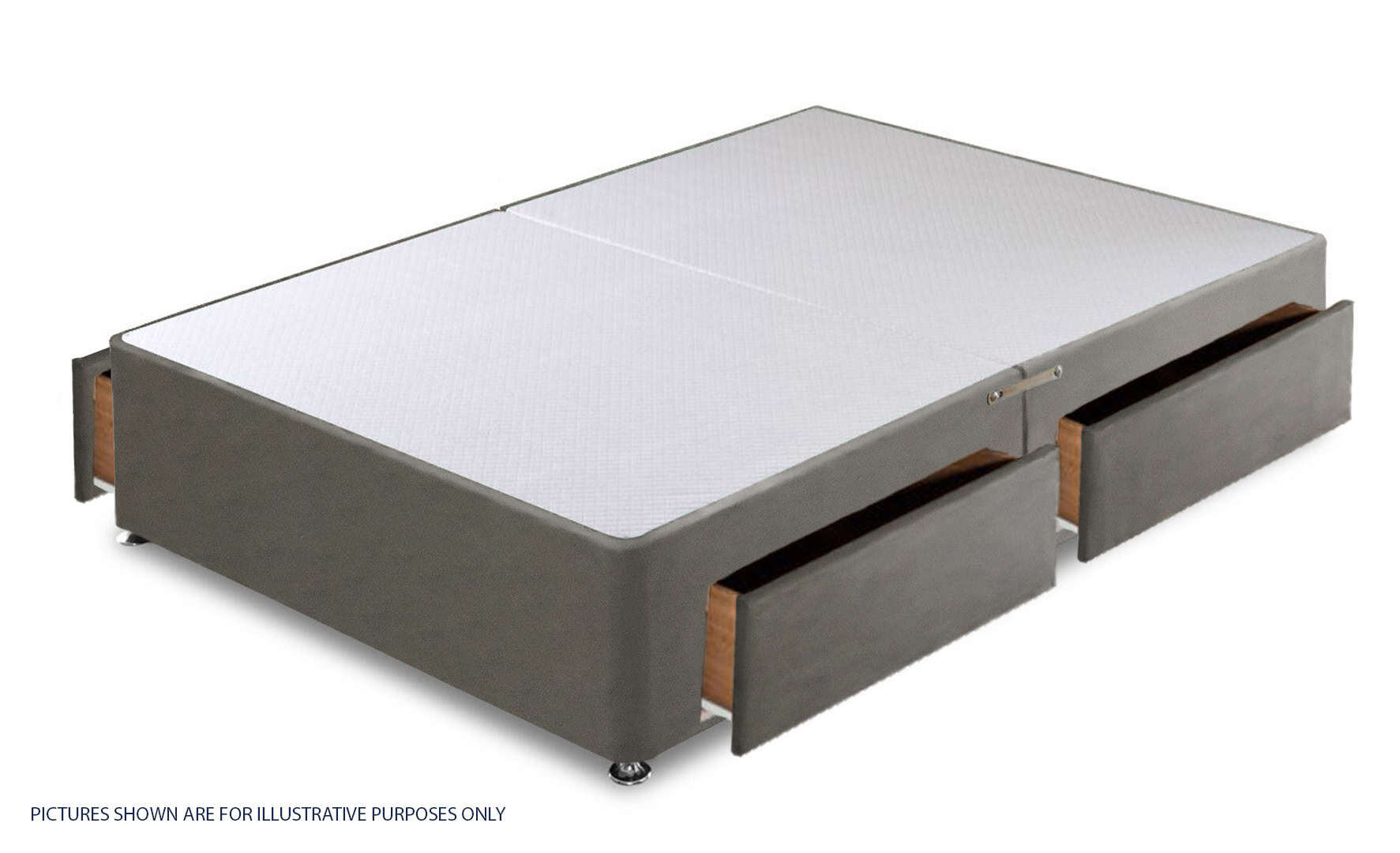 Apollo 5ft Velvet Light Grey 4 Drawer Divan Base | Buy Online | Beds.ie