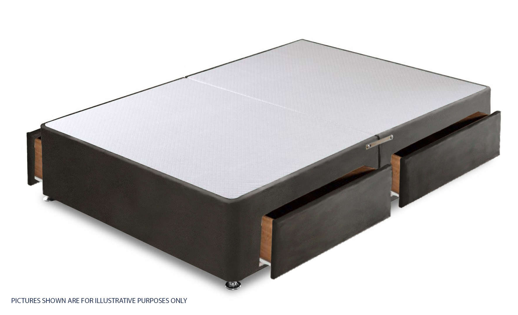 Apollo 4ft Velvet Dark Grey 4 Drawer Divan Base | Buy Online | Beds.ie