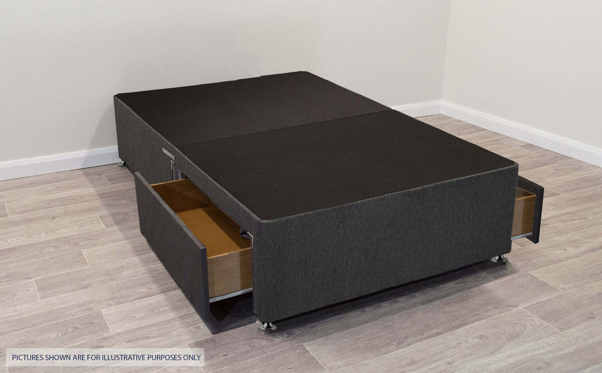 4ft Charcoal 2 Drawer Divan Base | Buy Online | Beds.ie