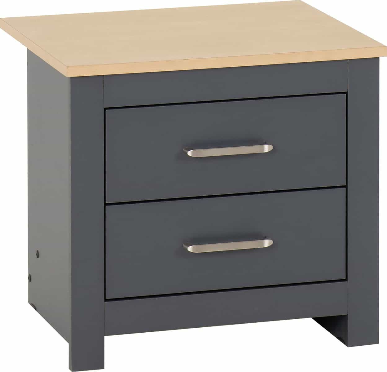 Portland 2 Drawer Bedside - Grey & Oak - Image 2