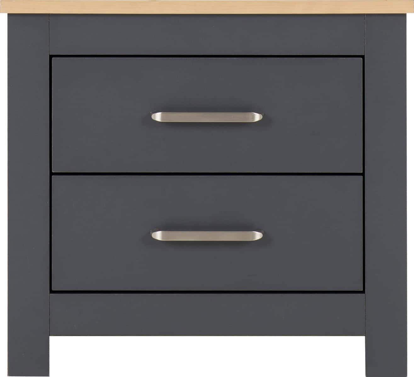 Portland 2 Drawer Bedside - Grey & Oak - Image 4