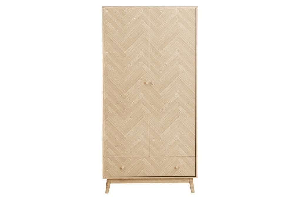 Herringford 2 Door 1 Drawer Wardrobe - Oak - Image 2