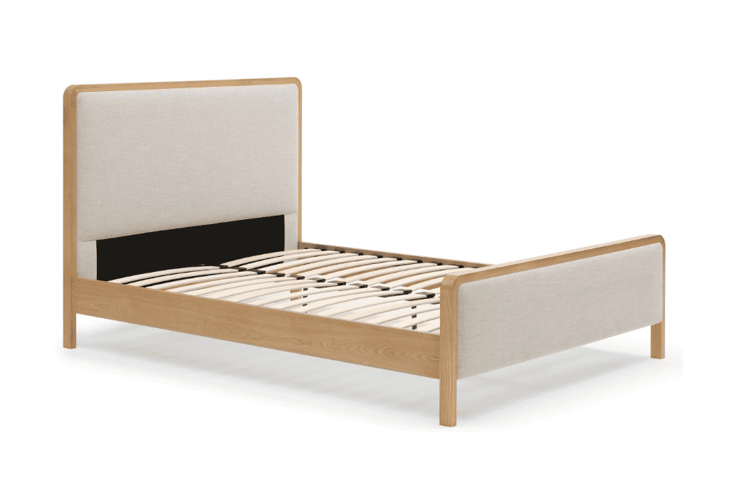 Archie 4ft6 Upholstered Headboard Bedframe - Oak - Image 3