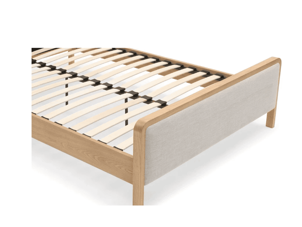 Archie 4ft6 Upholstered Headboard Bedframe - Oak - Image 4
