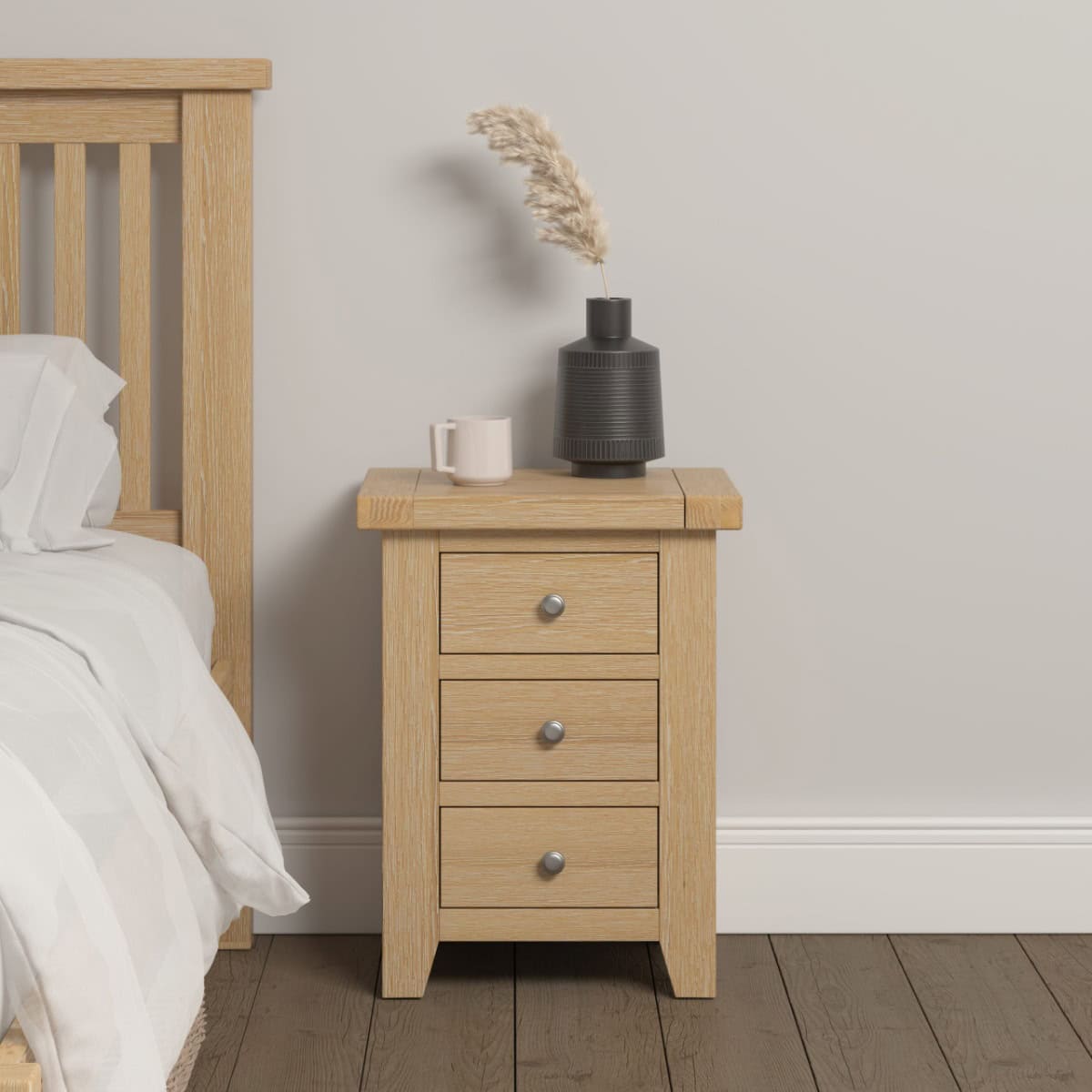 Windsor 3 Drawer Bedside -Natural Oak | Buy Online | Beds.ie