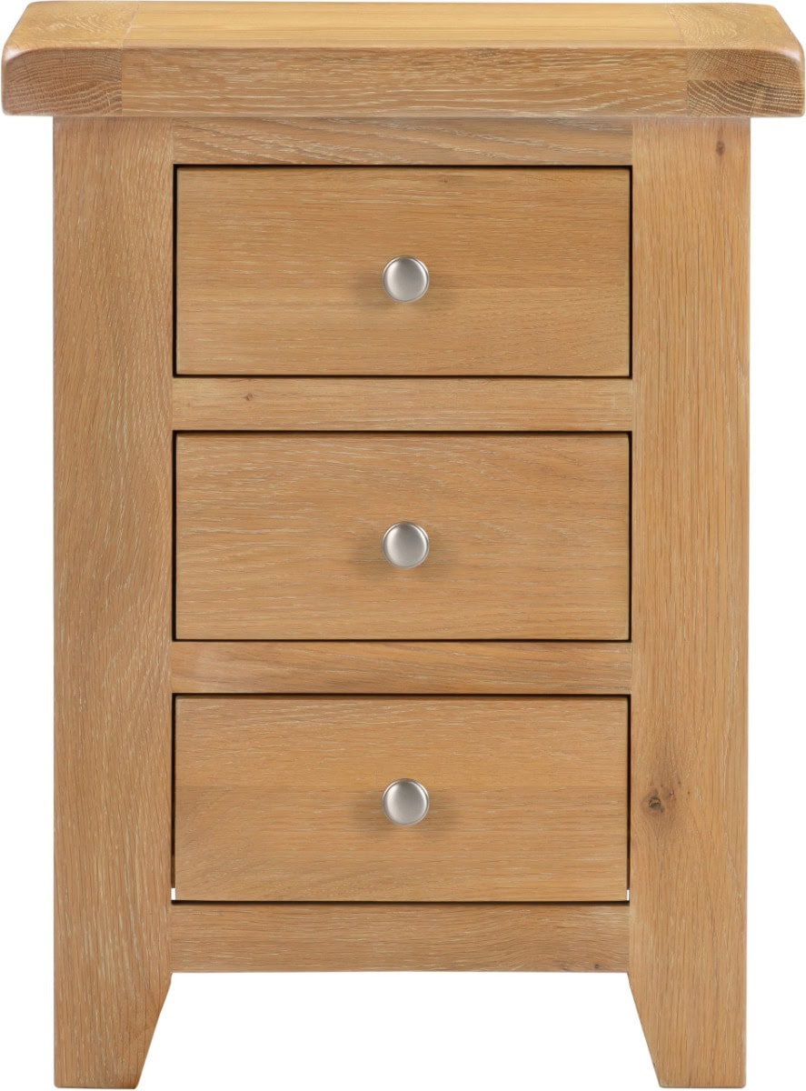 Windsor 3 Drawer Bedside -Natural Oak - Image 2