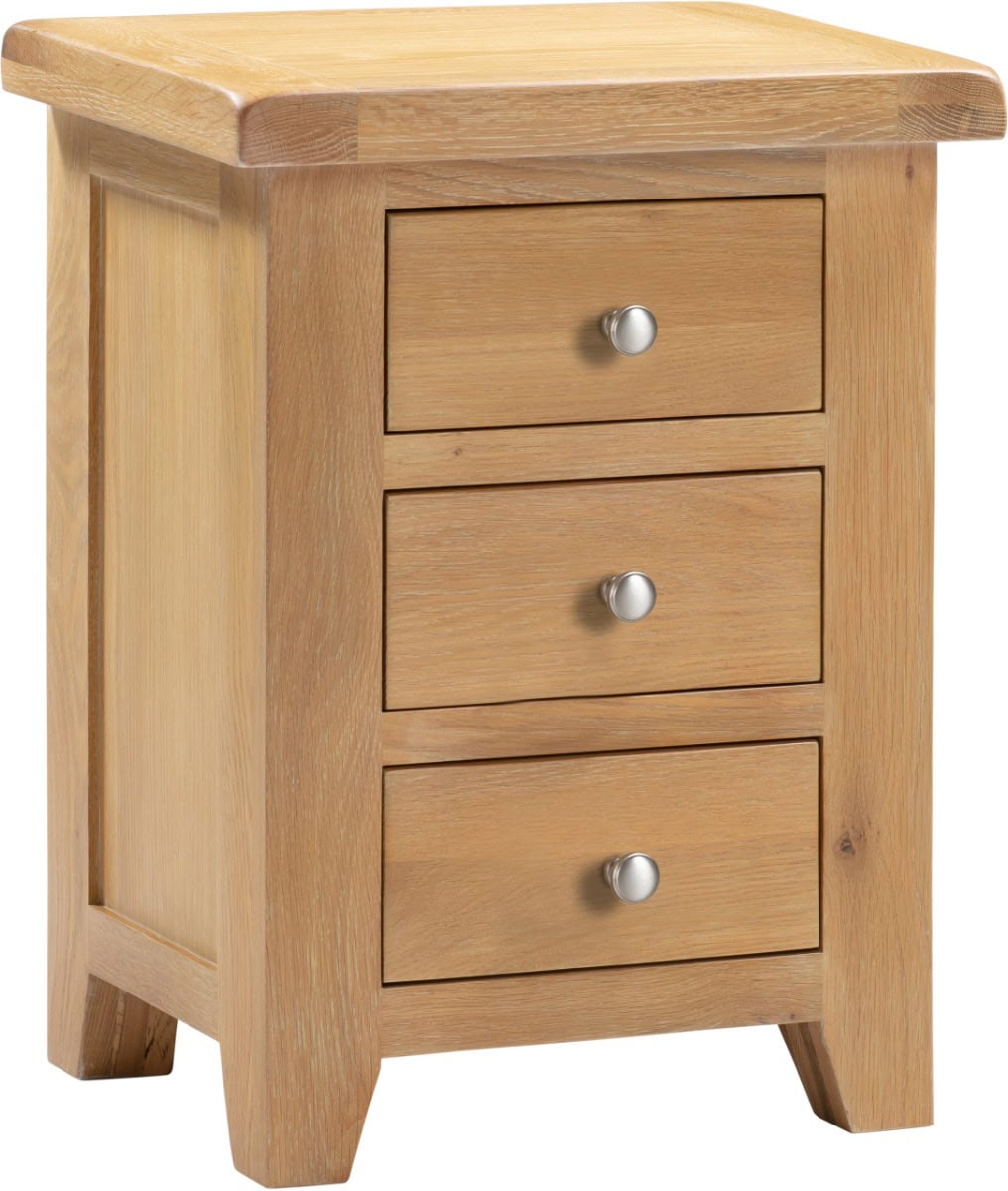 Windsor 3 Drawer Bedside -Natural Oak - Image 3