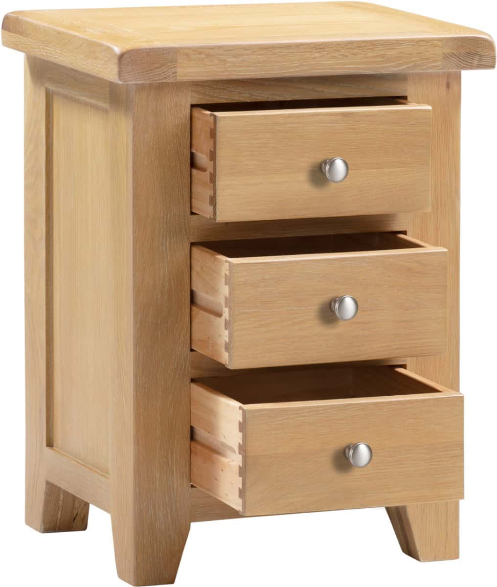 Windsor 3 Drawer Bedside -Natural Oak - Image 4