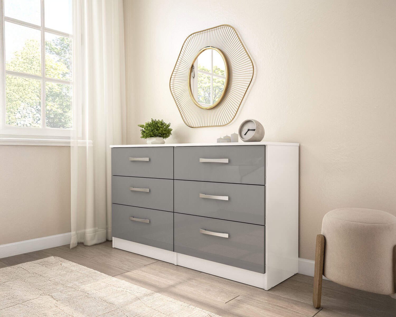 Lynx 6 Drawer Chest - White & Grey - Image 3