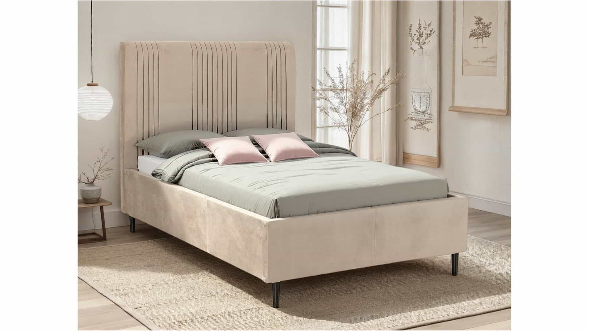 Maine 5ft Bedframe - Taupe Velvet | Buy Online | Beds.ie