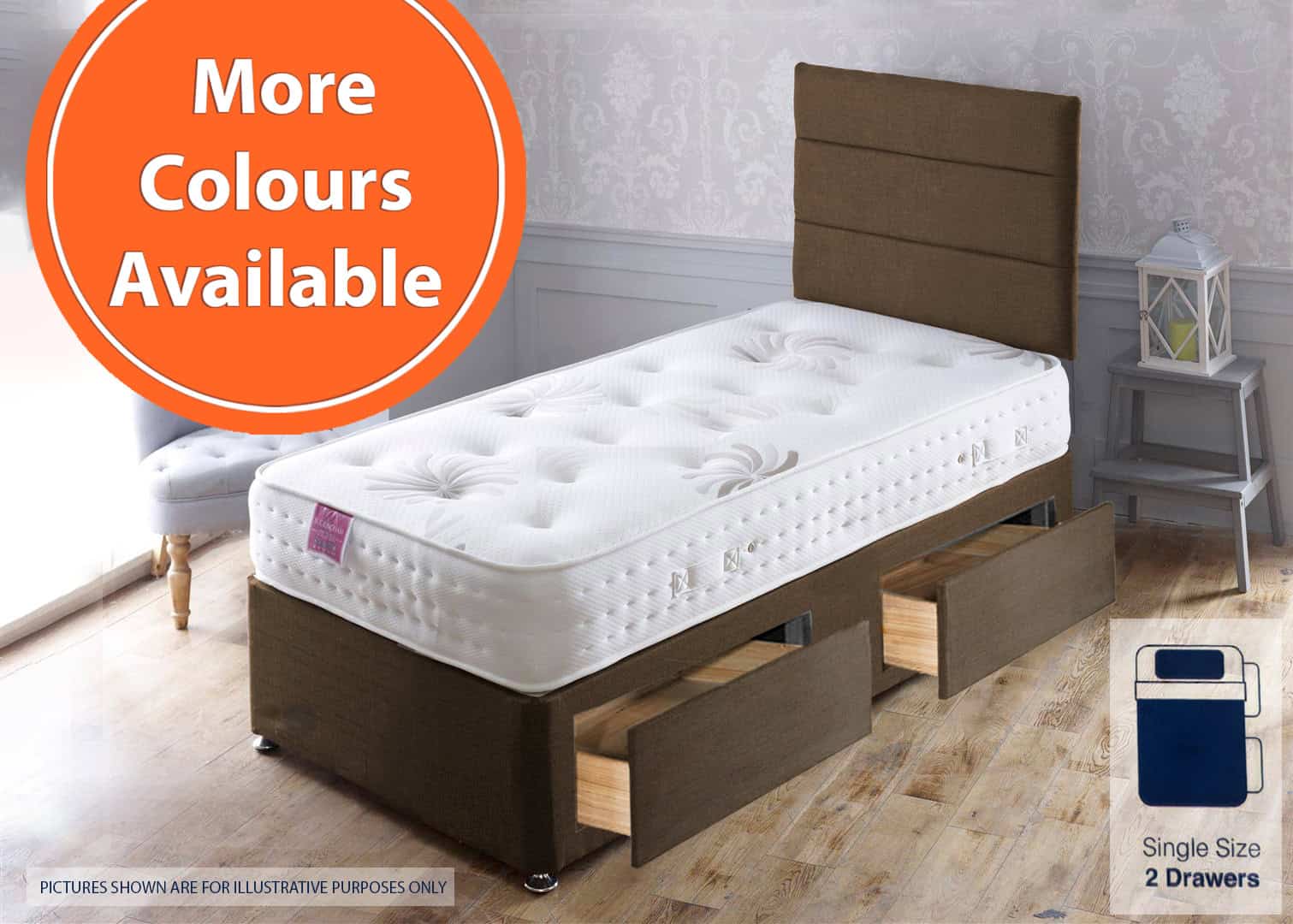 Apollo 3ft Buckingham 2 Drawer Bed | Buy Online | Beds.ie