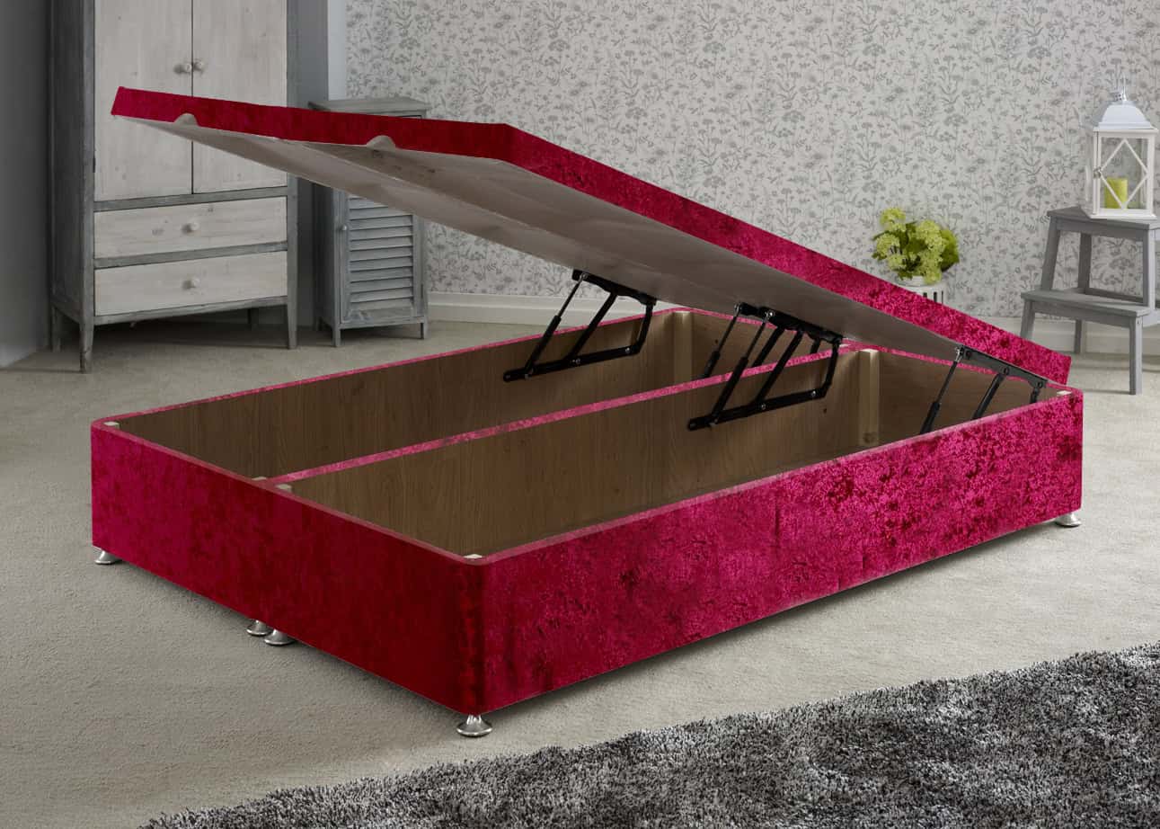 Apollo 5ft Glitz Red Front Opening Ottoman Base | Buy Online | Beds.ie