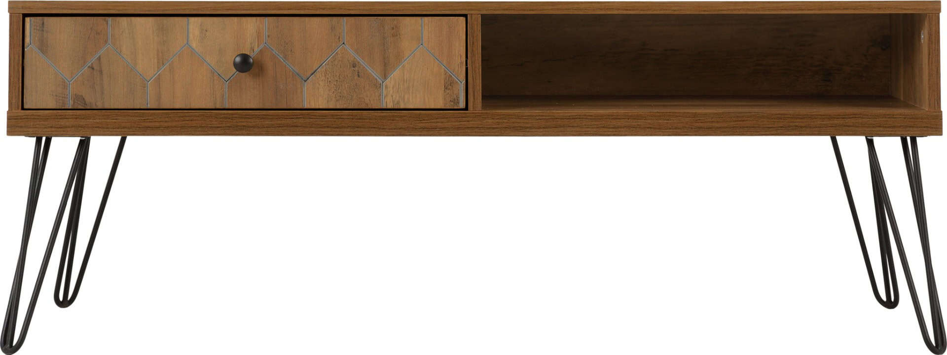 Ottawa 1 Drawer Coffee Table - Medium Oak Effect/Black - Image 3