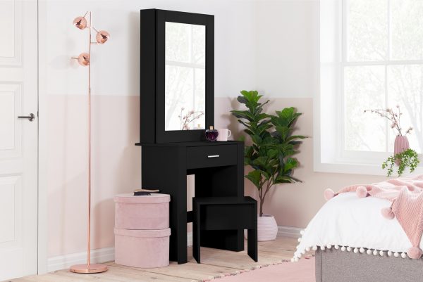 Evelyn 1 Drawer Sliding Mirror Dressing Table - Black - Image 2