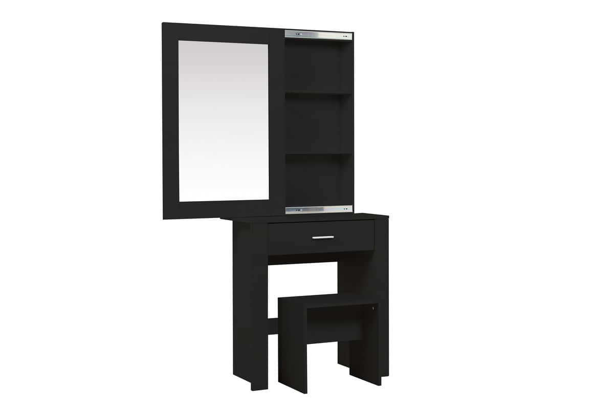 Evelyn 1 Drawer Sliding Mirror Dressing Table - Black - Image 6
