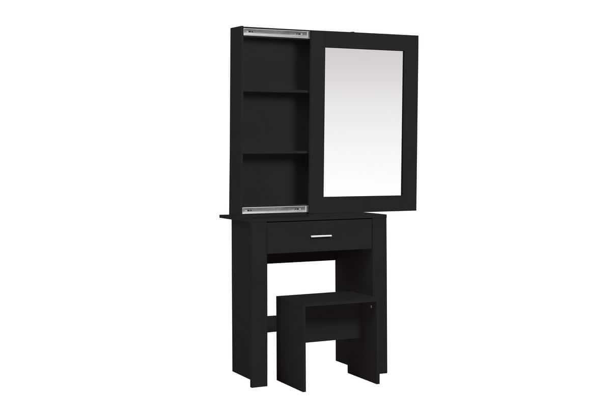 Evelyn 1 Drawer Sliding Mirror Dressing Table - Black - Image 7