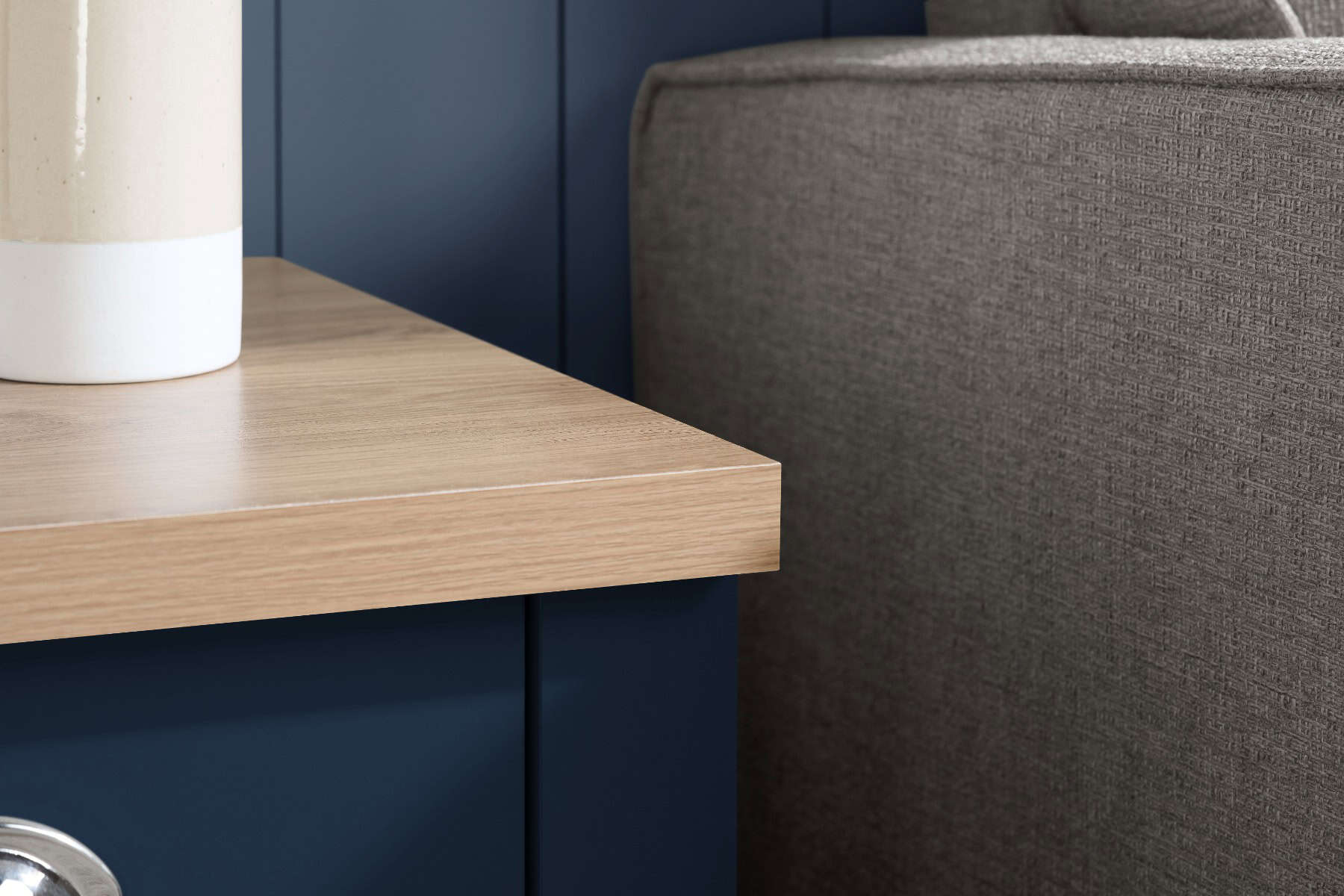 Highgate 1 Drawer Lamp Table - Navy & Oak - Image 3
