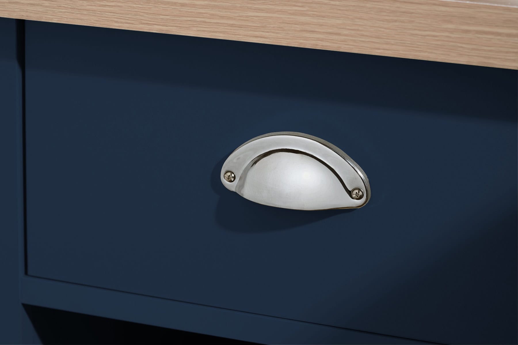 Highgate 1 Drawer Lamp Table - Navy & Oak - Image 4