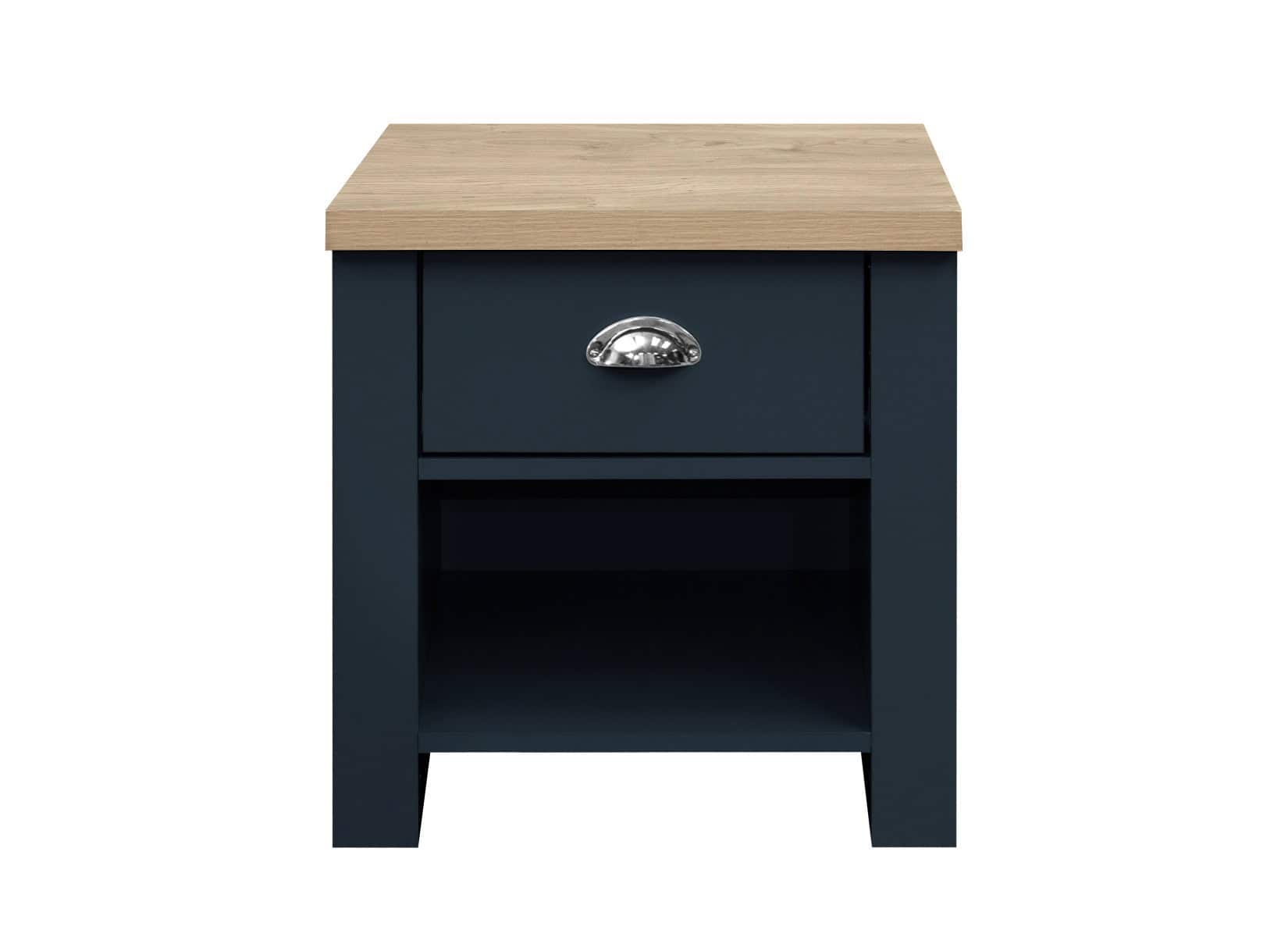 Highgate 1 Drawer Lamp Table - Navy & Oak - Image 7