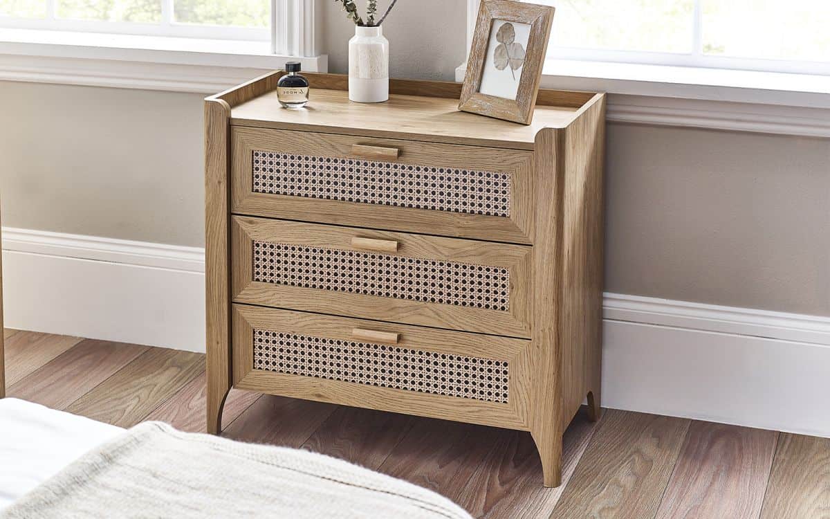 Sydenham 3 Drawer Chest - Rattan Oak | Buy Online | Beds.ie